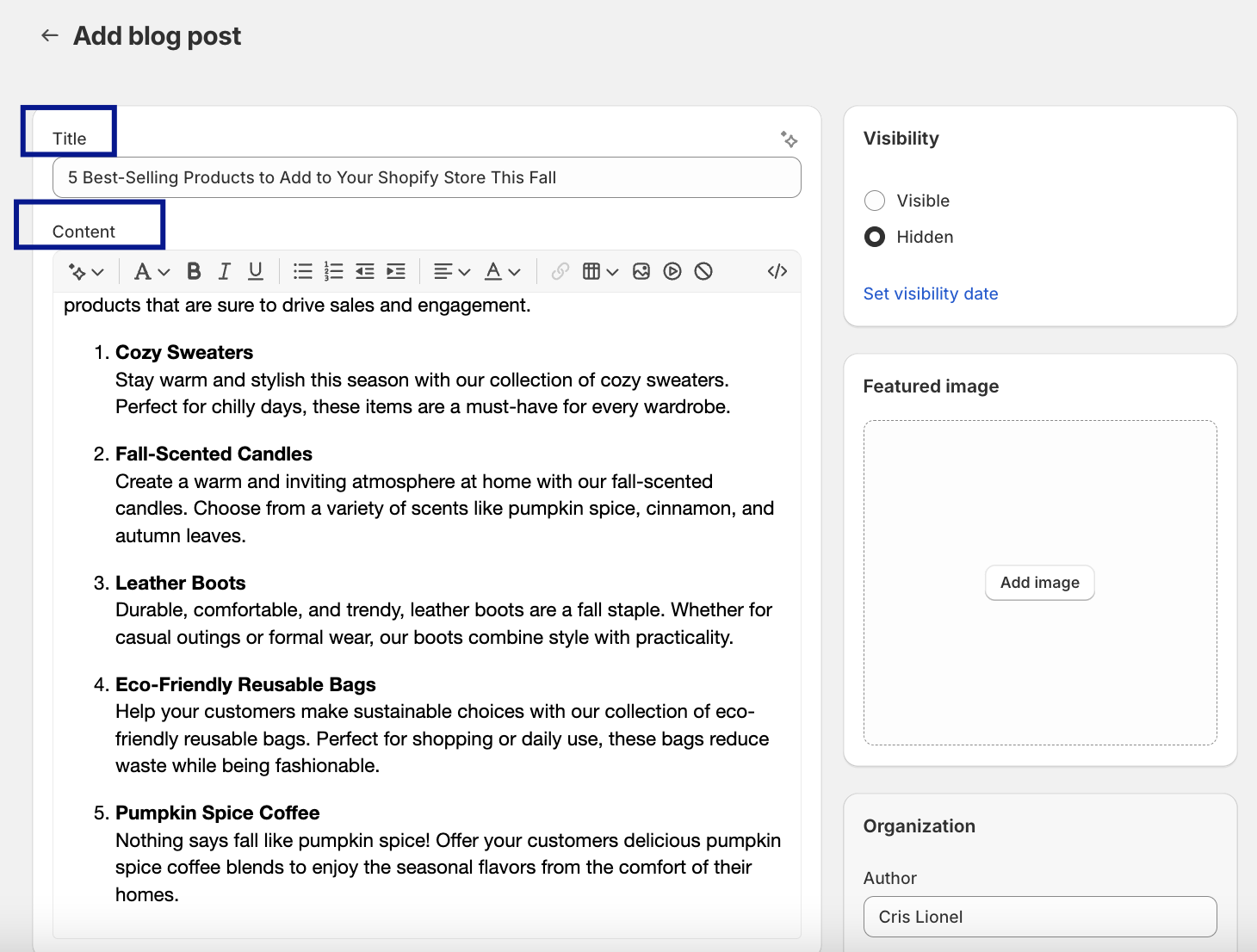 Add a Blog on Shopify